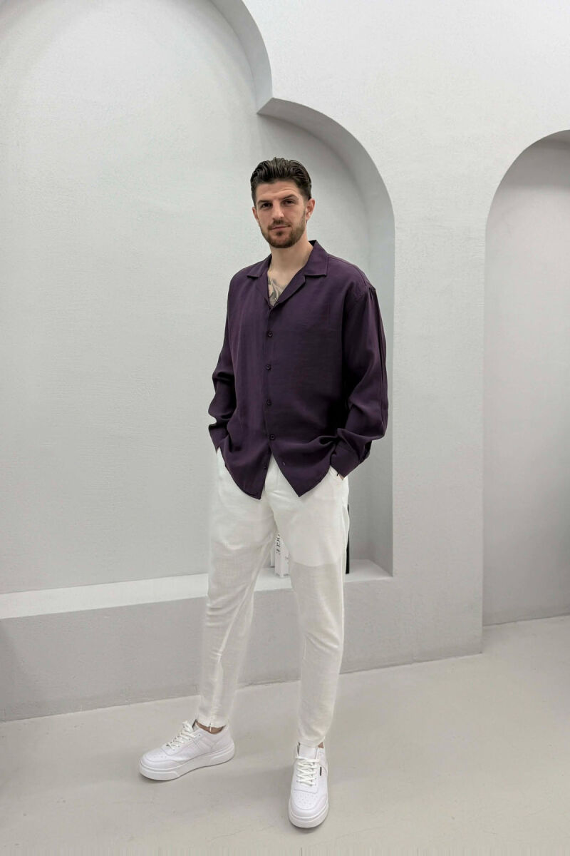 SIMPLE LONG SLEEVE MEN SHIRT PURPLE/LEJLA - 2