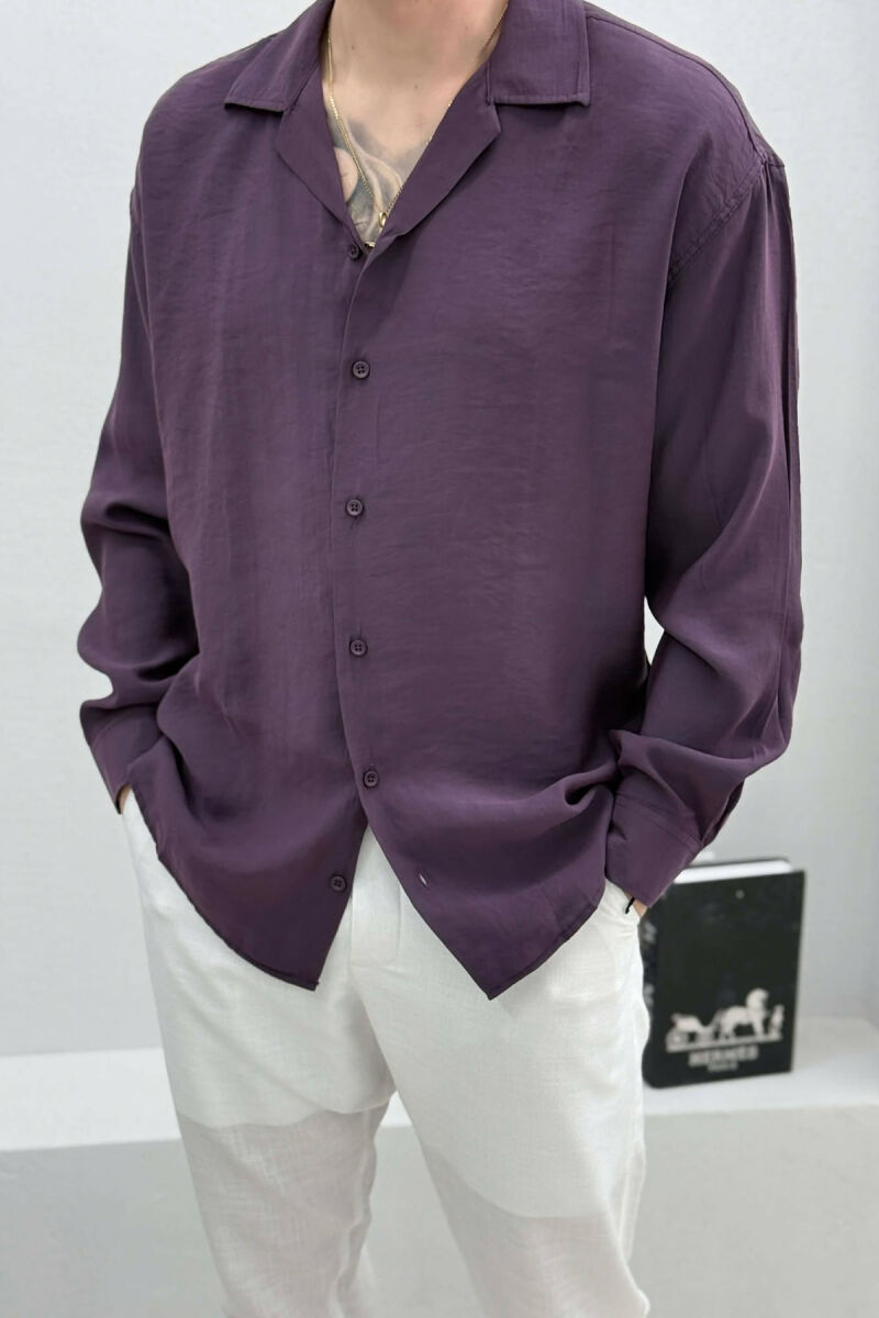 SIMPLE LONG SLEEVE MEN SHIRT PURPLE/LEJLA - 3