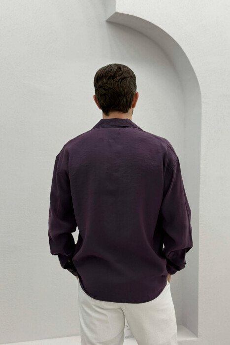 SIMPLE LONG SLEEVE MEN SHIRT PURPLE/LEJLA - 4