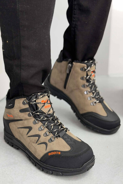 SIMPLE MEN ANKLE BOOTS BEIGE/BEZHE - KLAUDIO FASHION