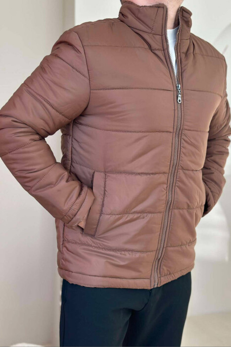 ONE COLOR MEN PUFFER JACKET LIGHT BROWN/KAZB - 1