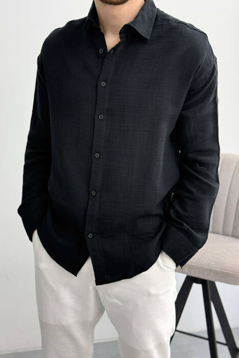 SIMPLE MEN SHIRT BLACK/ E ZEZE - 3