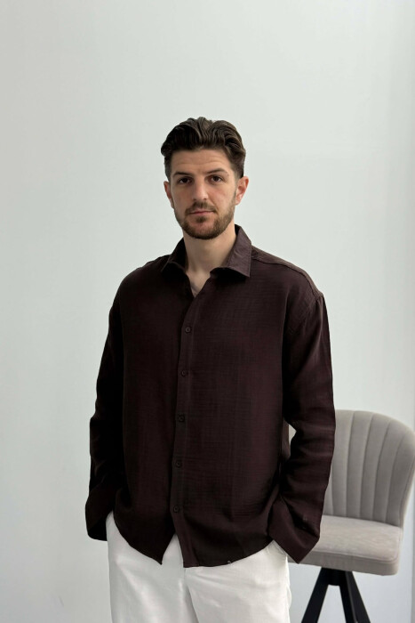 SIMPLE MEN SHIRT DARK BROWN/KAE 