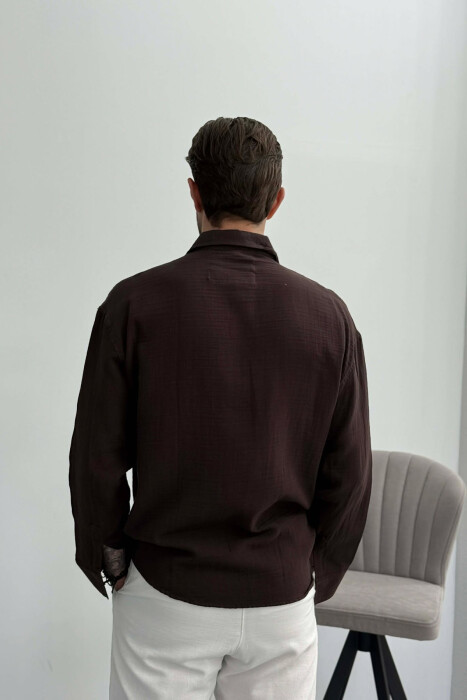 SIMPLE MEN SHIRT DARK BROWN/KAE - 4