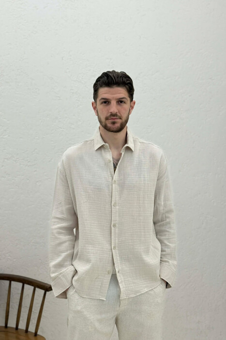 SIMPLE MEN SHIRT LIGHT BEIGE/BZHZB - 1