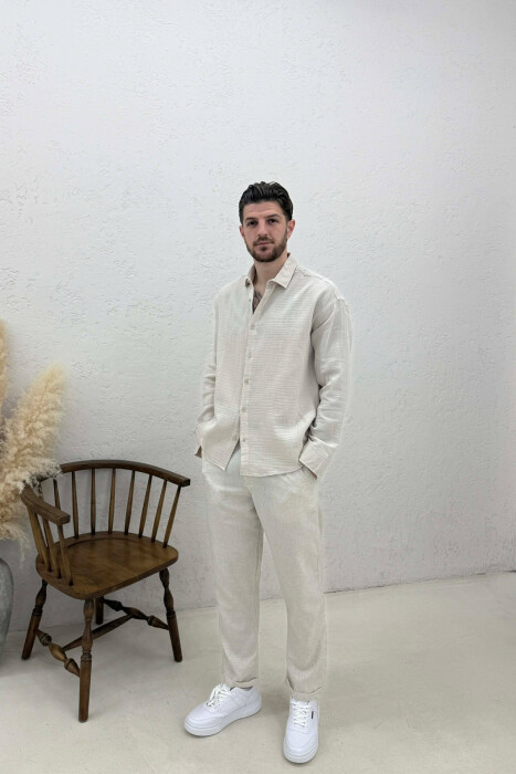 SIMPLE MEN SHIRT LIGHT BEIGE/BZHZB - 2