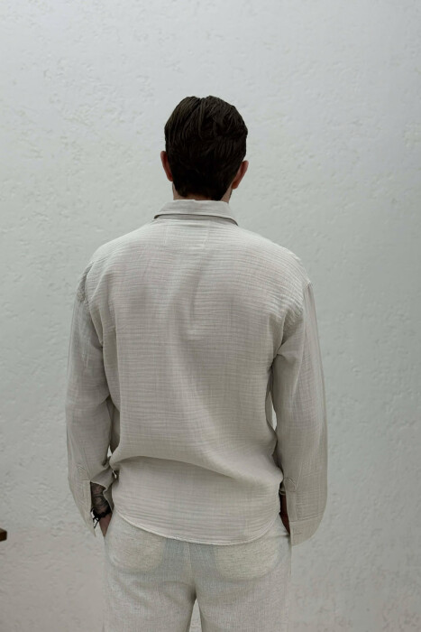 SIMPLE MEN SHIRT LIGHT BEIGE/BZHZB - 4