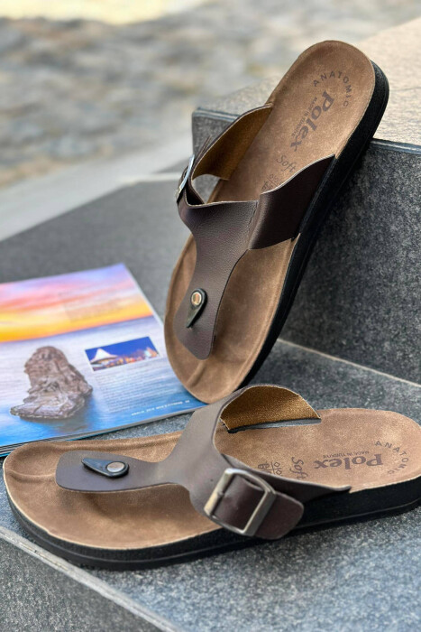 SIMPLE MEN SLIMPPERS BROWN/KAFE - KLAUDIO FASHION