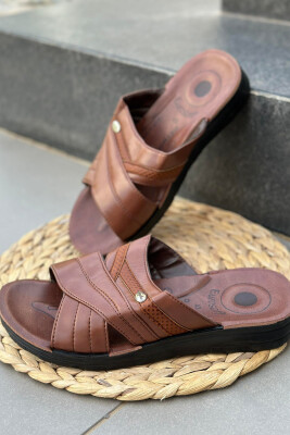 SIMPLE MEN SLIPPERS BROWN/KAFE - KLAUDIO FASHION