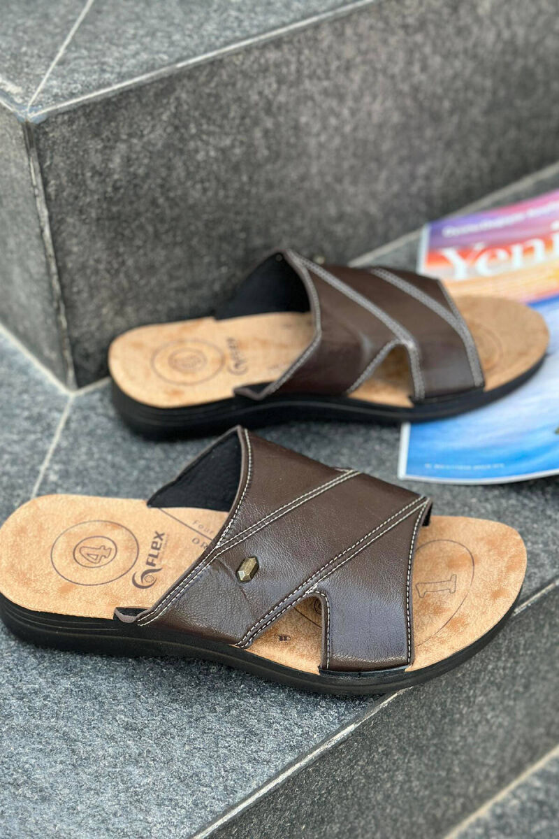 SIMPLE MEN SLIPPERS BROWN/KAFE - 1