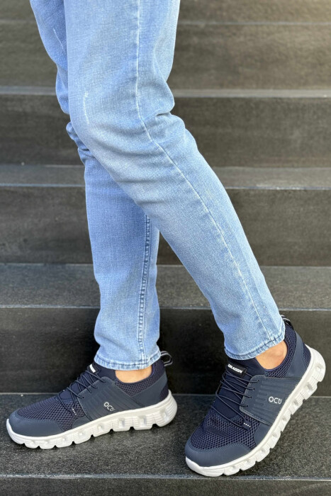 SIMPLE MEN SNEAKERS BLUE+GREY/ BLU+GRI - KLAUDIO FASHION