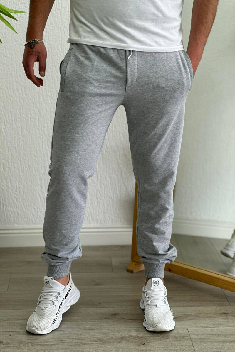 SIMPLE ONE COLOR COTTON MEN SWEATPANTS LIGHT GREY/GZ - 1
