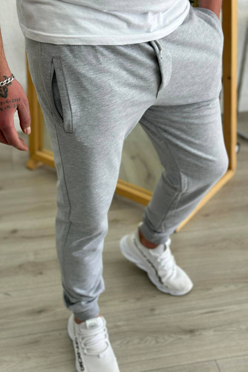 SIMPLE ONE COLOR COTTON MEN SWEATPANTS LIGHT GREY/GZ - 3