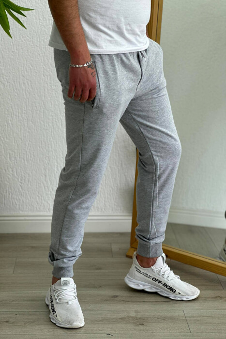 SIMPLE ONE COLOR COTTON MEN SWEATPANTS LIGHT GREY/GZ - 4