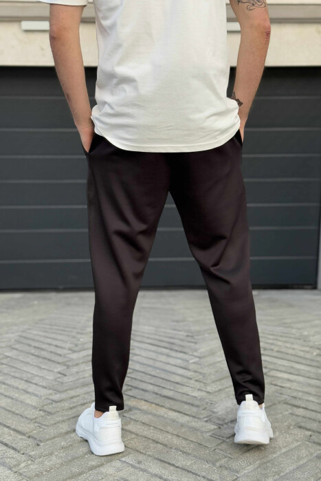 SIMPLE ONE COLOR ELASTIC MEN SWEATPANTS BLACK/ E ZEZE - 3