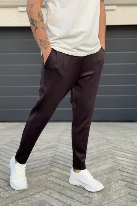 SIMPLE ONE COLOR ELASTIC MEN SWEATPANTS BLACK/ E ZEZE - 1
