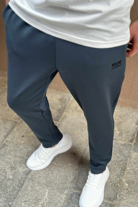 SIMPLE ONE COLOR ELASTIC MEN SWEATPANTS BLUE STONE/GK 