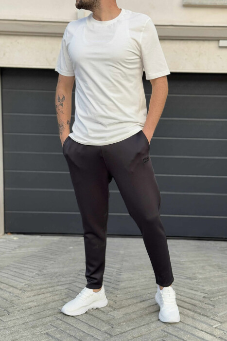 SIMPLE ONE COLOR ELASTIC MEN SWEATPANTS DARK GREY/GEE - 2