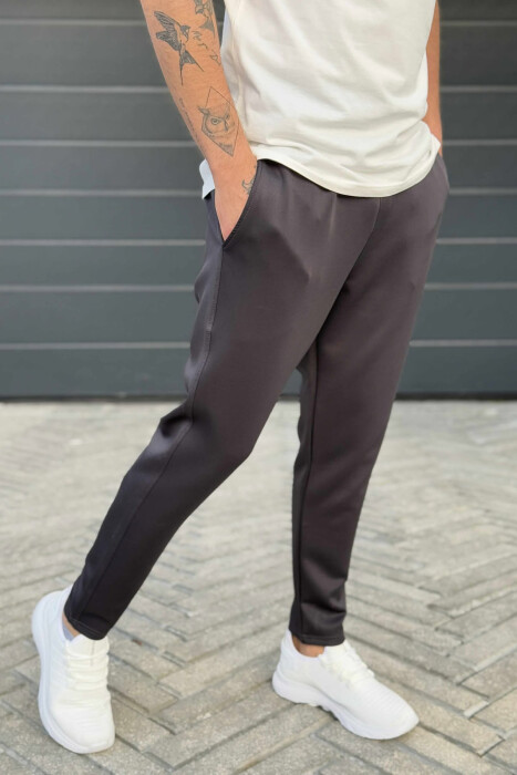 SIMPLE ONE COLOR ELASTIC MEN SWEATPANTS DARK GREY/GEE - 4