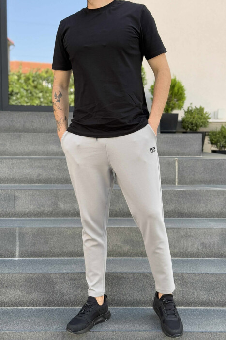 SIMPLE ONE COLOR ELASTIC MEN SWEATPANTS GREY-GREY/GG - 2