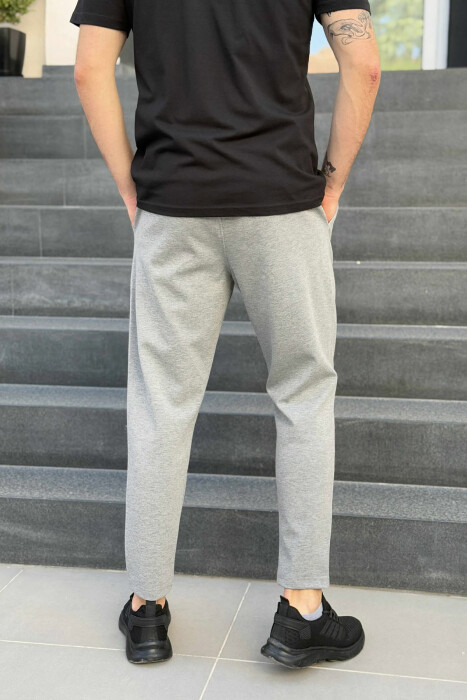 SIMPLE ONE COLOR ELASTIC MEN SWEATPANTS GREY/GRI - 4