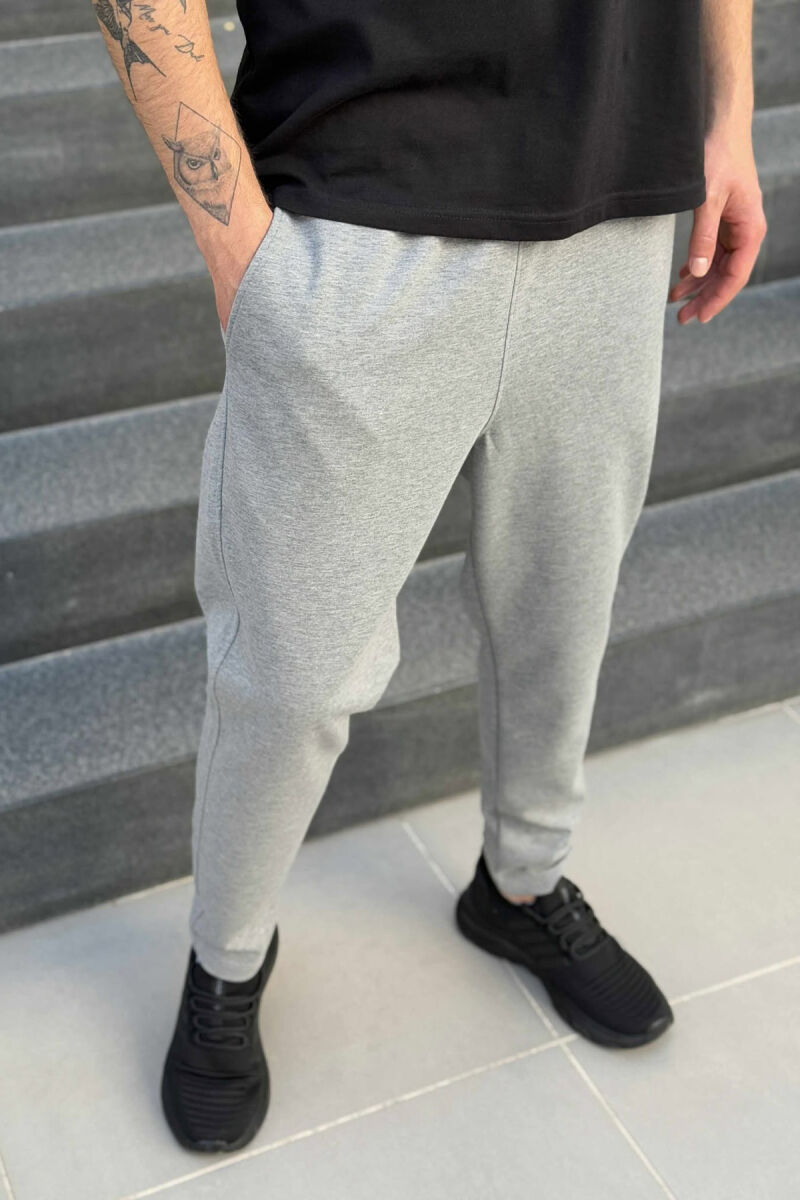 SIMPLE ONE COLOR ELASTIC MEN SWEATPANTS GREY/GRI - 1