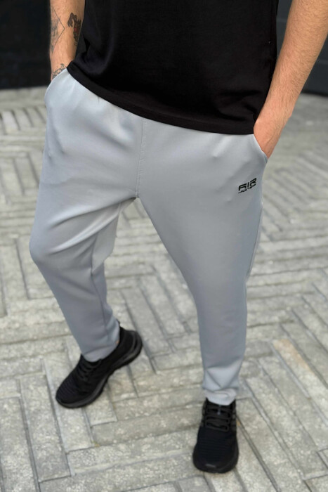 SIMPLE ONE COLOR ELASTIC MEN SWEATPANTS LIGHT GREY/GZ 