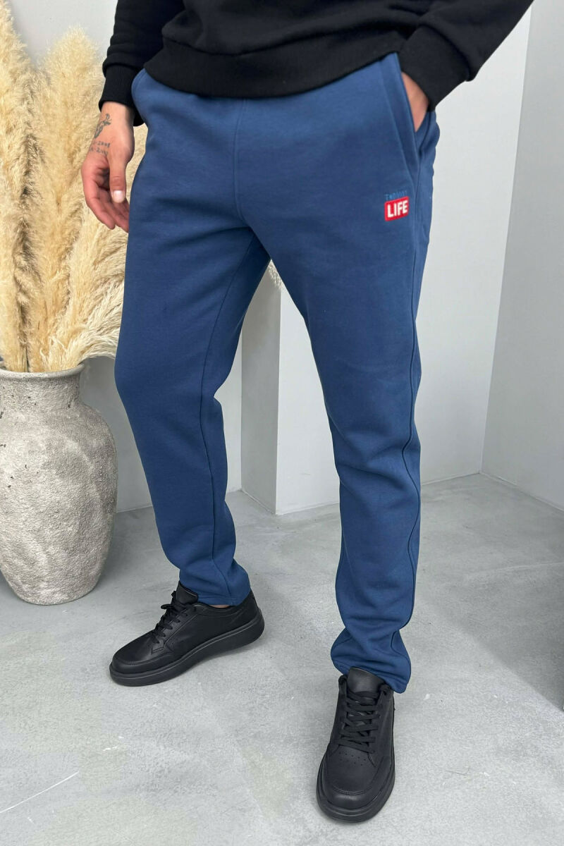 SIMPLE ONE COLOR FLUFFY MEN JOGGERS BLUE/BLU - 1