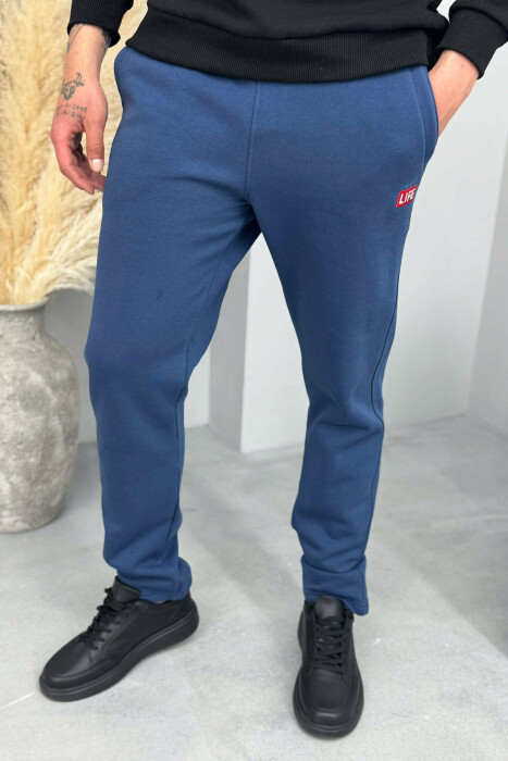 SIMPLE ONE COLOR FLUFFY MEN JOGGERS BLUE/BLU - 2
