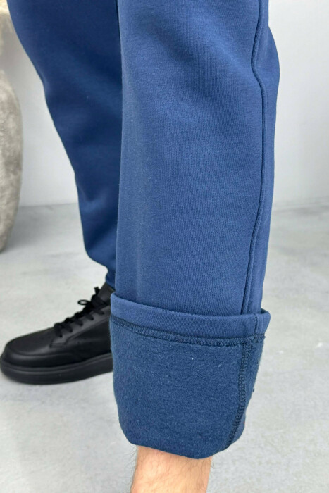SIMPLE ONE COLOR FLUFFY MEN JOGGERS BLUE/BLU - 4