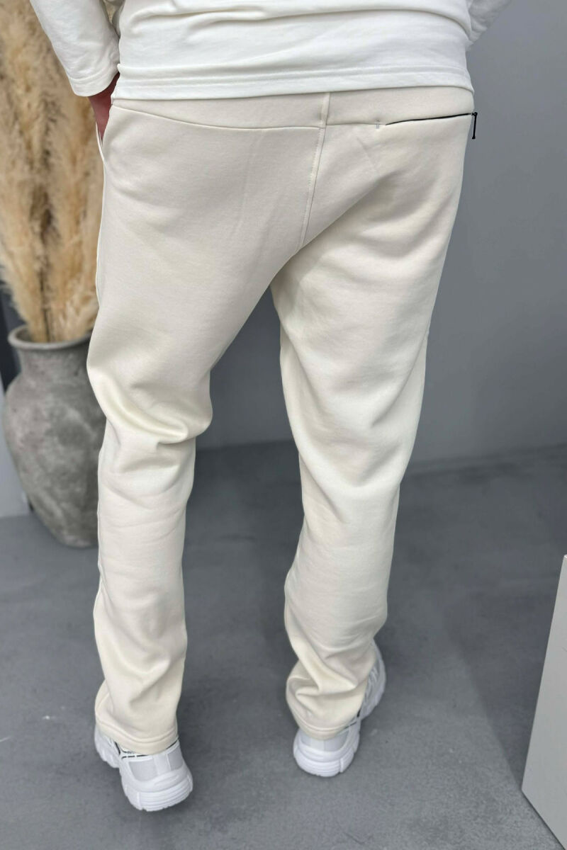 SIMPLE ONE COLOR FLUFFY MEN JOGGERS CREAM/KREM - 4