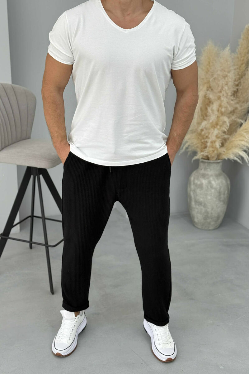 SIMPLE ONE COLOR LACING MEN PANTS BLACK/ E ZEZE - 2