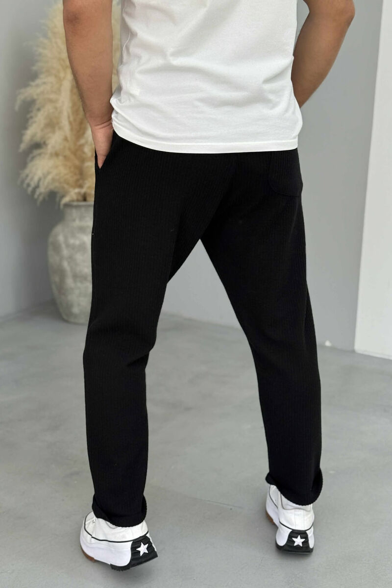 SIMPLE ONE COLOR LACING MEN PANTS BLACK/ E ZEZE - 3