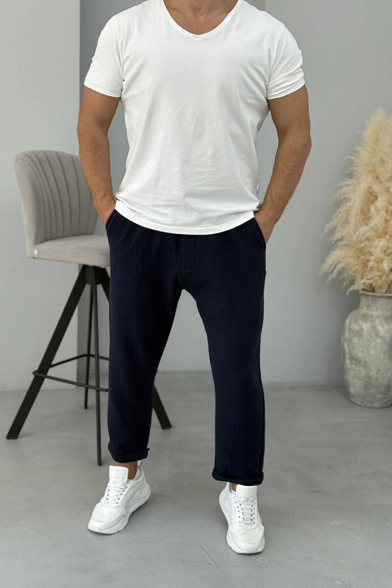 SIMPLE ONE COLOR LACING MEN PANTS BLUE/BLU - 2