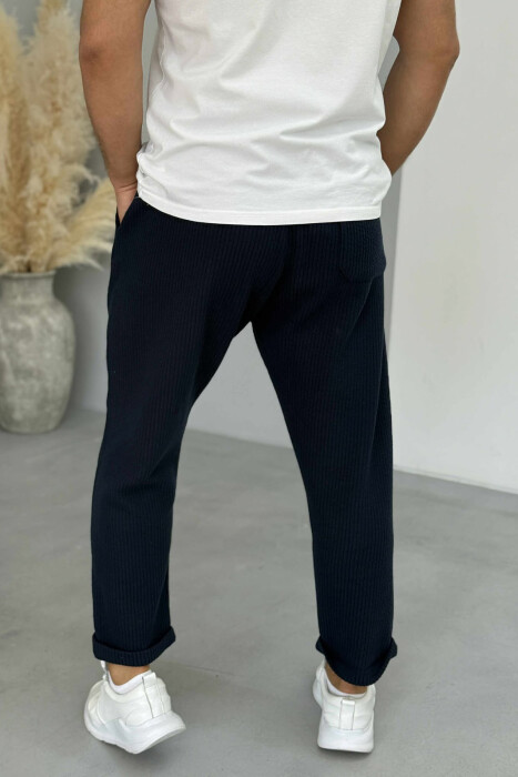 SIMPLE ONE COLOR LACING MEN PANTS BLUE/BLU - 4