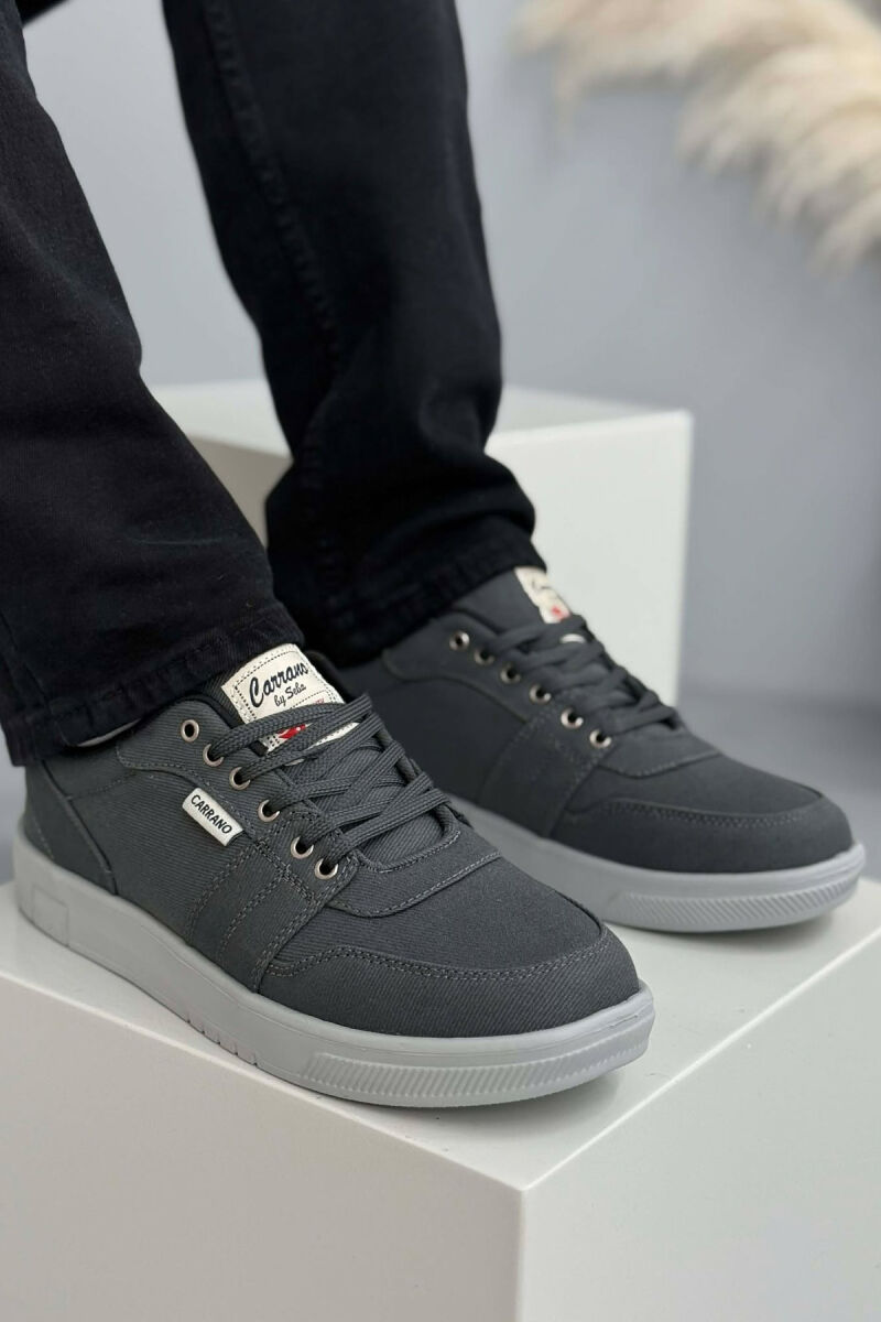 SIMPLE ONE COLOR LACING MEN SNEAKERS DARK GREY/GEE - 1