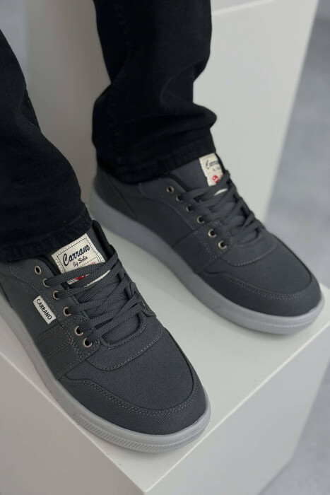 SIMPLE ONE COLOR LACING MEN SNEAKERS DARK GREY/GEE - 2