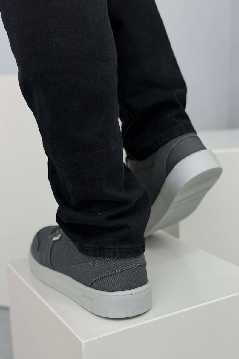 SIMPLE ONE COLOR LACING MEN SNEAKERS DARK GREY/GEE - 3