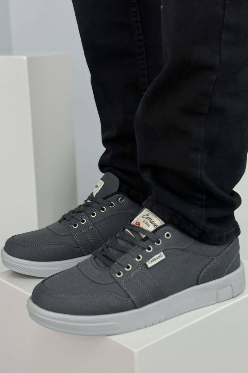 SIMPLE ONE COLOR LACING MEN SNEAKERS DARK GREY/GEE - 5