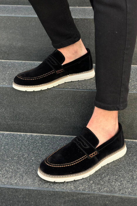 SIMPLE ONE COLOR MAN SHOES BALCK+BEIGE ZEBZH - KLAUDIO FASHION