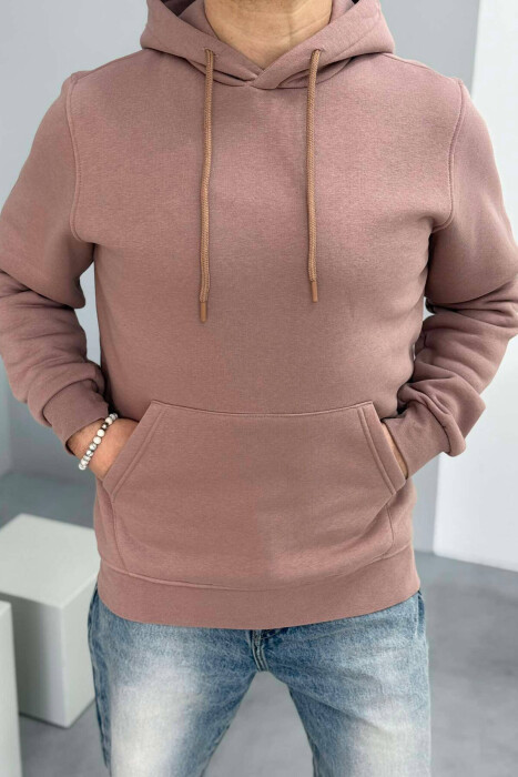 SIMPLE ONE COLOR MEN HOODIE VINEGAR/UTHULL - KLAUDIO FASHION