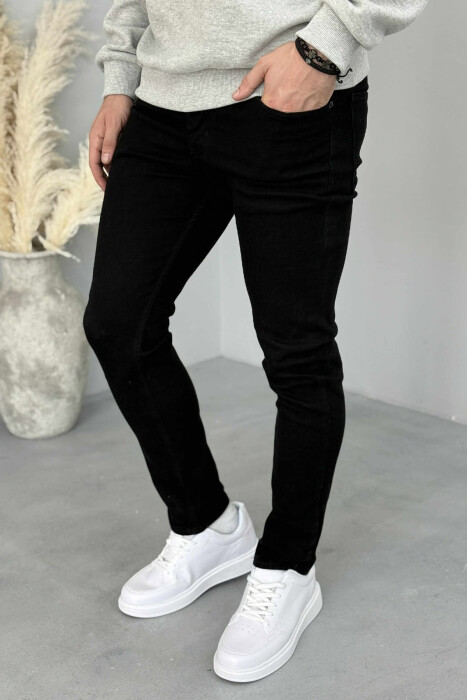 SIMPLE ONE COLOR MEN JEANS BLACK/ E ZEZE - 1