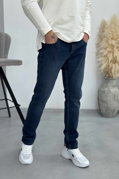 SIMPLE ONE COLOR MEN JEANS BLUE/BLU - 3