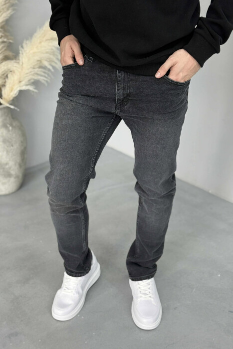 SIMPLE ONE COLOR MEN JEANS DARK GREY/GEE - 1