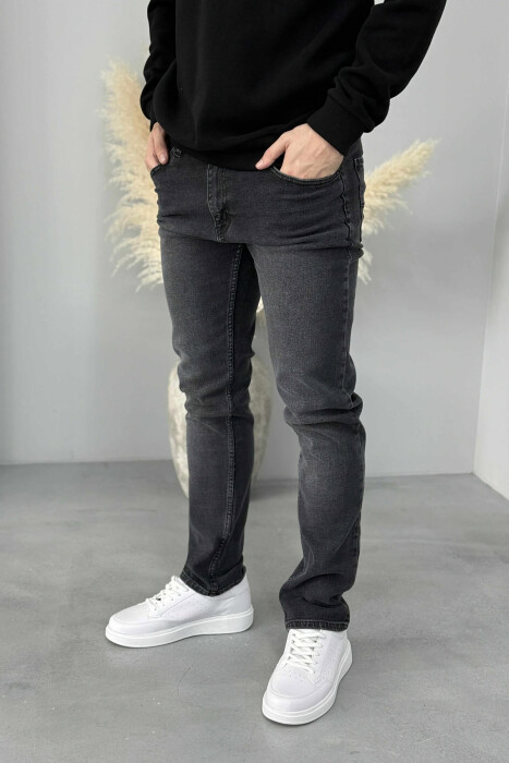SIMPLE ONE COLOR MEN JEANS DARK GREY/GEE - 3