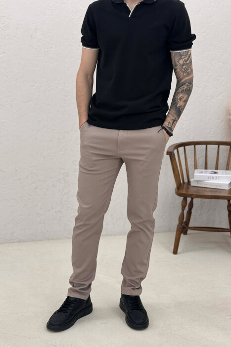 SIMPLE ONE COLOR MEN PANTS BEIGE/BEZHE - KLAUDIO FASHION