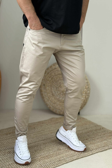 SIMPLE ONE COLOR MEN PANTS BEIGE/BEZHE - 1