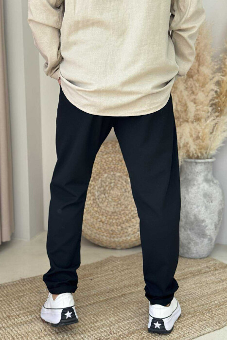 SIMPLE ONE COLOR MEN PANTS BLACK/ E ZEZE - 2