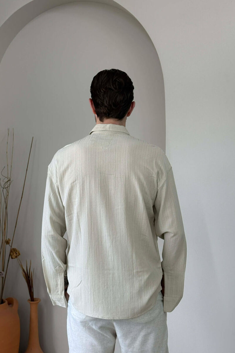 SIMPLE ONE COLOR MEN SHIRT BEIGE/BEZHE - 4