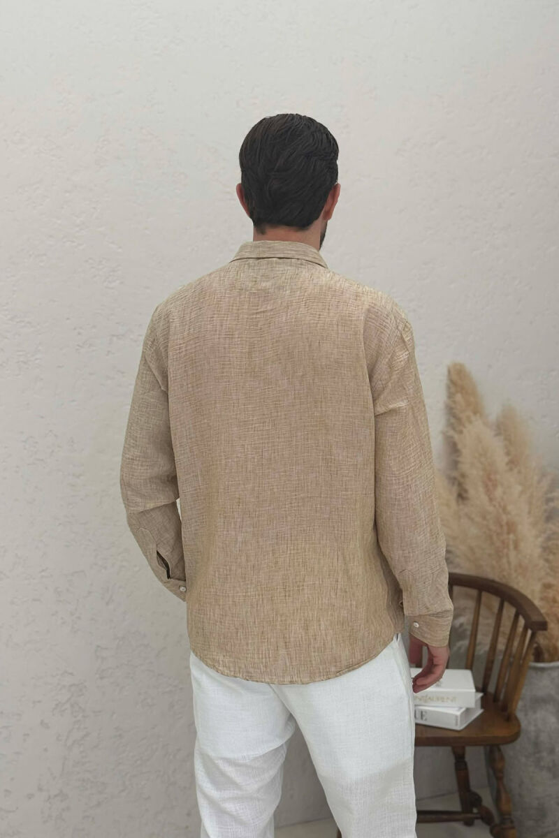 SIMPLE ONE COLOR MEN SHIRTS BEIGE/BEZHE - 2